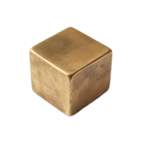 A solid cube rests in a dark void Its metallic surface reflects light emphasizing its geometric form and the smooth finish png