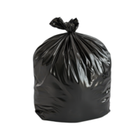 A garbage bag filled and tied is isolated against a transparent background The bag is opaque and slightly shiny png