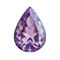 A stunning teardrop-shaped gem shines with its multiple facets displaying a captivating array of purple and lavender hues on a png