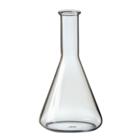 A transparent empty Erlenmeyer flask isolated on a transparent background commonly used in science experiments and laboratory settings png