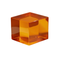 Translucent orange cube on a with a slight shadow Minimalist object png