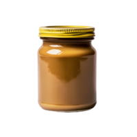 Jar of creamy spreadable food showcasing a smooth texture and appetizing look against a clean background Gold lid adds sophistication png