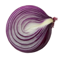A vibrant cross-section of a red onion displaying its intricate layers of purple and isolated on a transparent background png