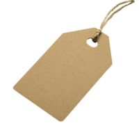 Blank kraft paper tag with twine Ideal for labeling gifts products or adding a rustic touch Isolated against a transparent background png