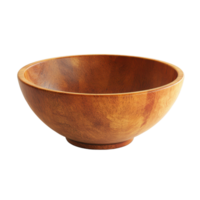 Wooden bowl with a smooth finish and warm tones isolated against a transparent backdrop Perfect for showcasing food or as a standalone piece png