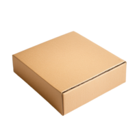 A simple square cardboard box shown against a The box has a lid This is a with a transparent background png