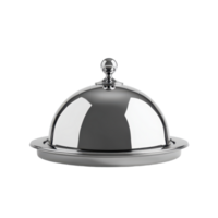 Elegant silver cloche cover for fine dining service or upscale kitchen setting a catering essential Isolated presentation 146 char png