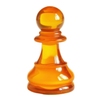 Amber-colored chess pawn with a glossy finish isolated against a Simple sleek chess piece perfect for design projects png