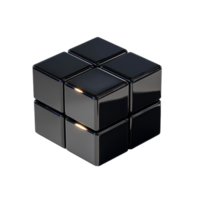 A sleek modern cube made of smaller cubes reflecting light against a Minimalist and geometric design png