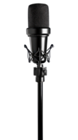 Studio Microphone a detailed shot of an all- microphone on a stand against a plain dark background with high attention to detail png