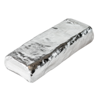 Shiny rectangular object wrapped in reflective silver foil against a transparent background Isolated and mysterious awaiting discovery png