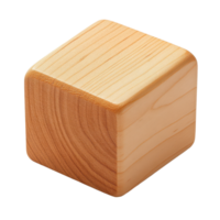 Wooden block showing natural grain Square solid and simple Playful shape educational object Crafted wood toy perfect for imagination png