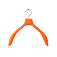 Vibrant orange clothes hanger with a sleek modern design and chrome hook set against a clean stark background Minimalist and stylish png