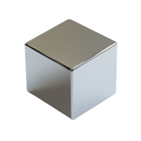 Sleek silver cube with reflective surfaces Geometric and minimalist design against a transparent backdrop Modern and sophisticated png