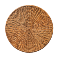 Woven Round Mat A handcrafted round mat made from natural materials with a distinctive spiral weave design Rustic and textured png