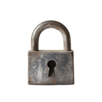 A weathered padlock against a transparent background The lock's aged metal texture hints at security and the passage of time png