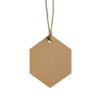 Hanging Hexagon Tag Craft paper tag dangling from twine against a perfect for adding personal messages png