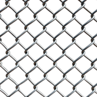 Detailed image of a chain link fence against a emphasizing the metallic texture and geometric pattern of the fence png