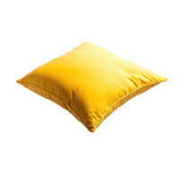 A plush bright yellow pillow isolated on a transparent background Perfect for adding a pop of color to any design project or interior scene png