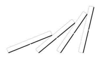 Domino effect chain reaction 2D line object. Crisis impact, cascading failure. Visual metaphor. Dominoes falling in sequence isolated clipart ink outline item. Monochrome spot illustration vector
