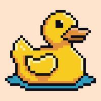 Pixel art of yellow duck illustration brings a touch of retro and playful appeal with its vibrant yellow hue and playful design. vector