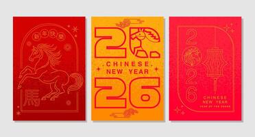 Lunar new year, Chinese New Year 2026 ,Year of the Horse ,line art , outline , simple vector