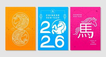 Lunar new year, Chinese New Year 2026 ,Year of the Horse ,line art , outline , simple linear vector