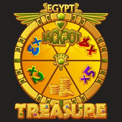 Wheel of fortune in Egyptian style for UI game, slots and casino. Icons on separate layers Egyptian treasure. Spinning and winning award or money prize.