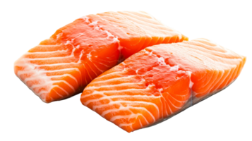 Two slices of fresh raw salmon fillet, cut out transparent png