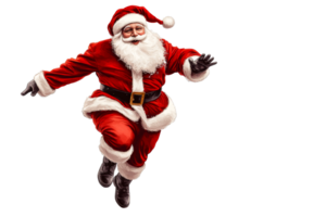 Energetic Santa Claus in Action, Smiling, and Dynamic Pose, cut out transparent png