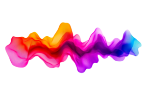 Colorful gradient wave abstract element with wavy lines, cut out transparent png