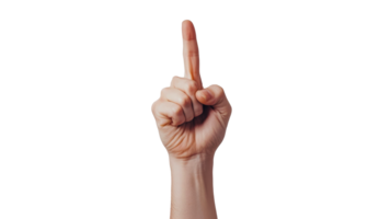 Hand pointing upwards, demonstrating direction or guidance, cut out transparent png