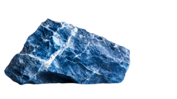 Blue azurite mineral with white inclusions, isolated on black, cut out transparent png