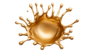 Gold liquid splash, droplet and flow, isolated design element, cut out transparent png