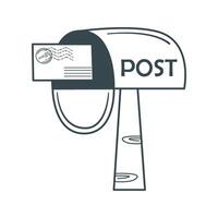 Open postbox with letter doodle sketch style vector
