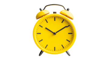 Yellow alarm clock, time management concept, productivity tool, cut out transparent png