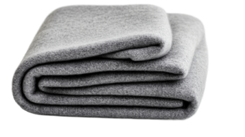 Folded grey blanket, soft textile, cozy fabric texture, cut out transparent png