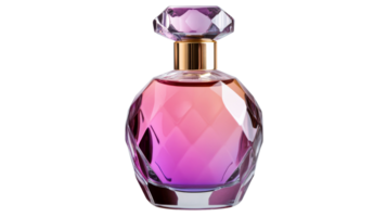 Elegant pink perfume bottle on black, cut out transparent png