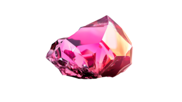 Shining pink crystal shape, vibrant and eye-catching rendering, cut out transparent png