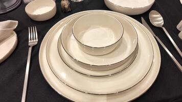 Elegant table setting with fine dinnerware and silver utensils video