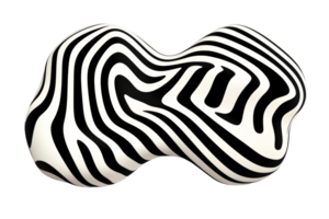 Abstract fluid shape with zebra pattern, cut out transparent png