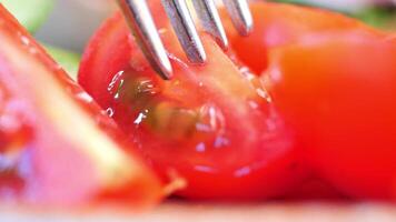 Freshly sliced tomatoes ready for a delicious salad preparation video