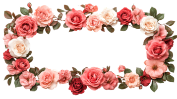 Floral arrangement of roses, background, frame, invitation, design, cut out transparent png