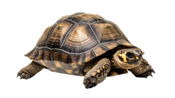 Radiated tortoise with intricate shell pattern, cut out transparent png