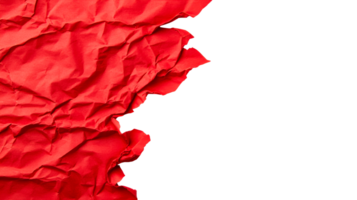 Red crumpled paper texture, abstract background, backdrop template, cut out transparent png