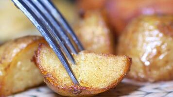 Crispy golden fried potatoes being served with dipping sauce video