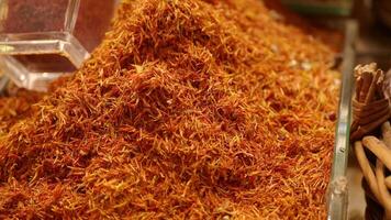 Saffron spice displayed in a vibrant market setting video