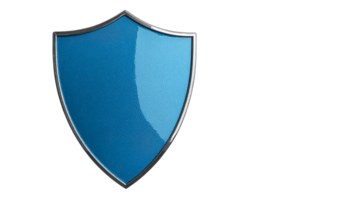 Shield design in blue color with a glossy finish for protection png