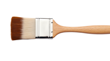 Professional paintbrush with wooden handle on transparent background png