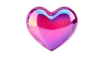 Gradient heart shape with glass reflection effect, cut out transparent png
